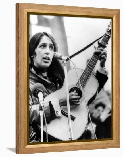 Protest Folk Singer Joan Baez Performing in 1965-null-Framed Stretched Canvas