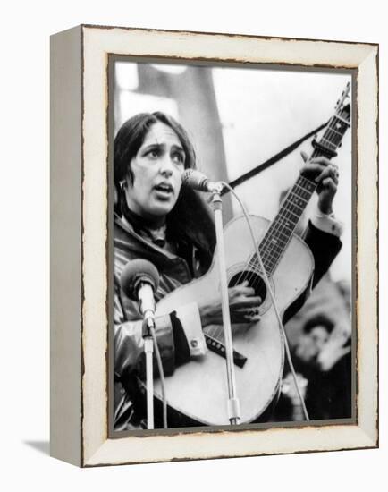 Protest Folk Singer Joan Baez Performing in 1965-null-Framed Stretched Canvas