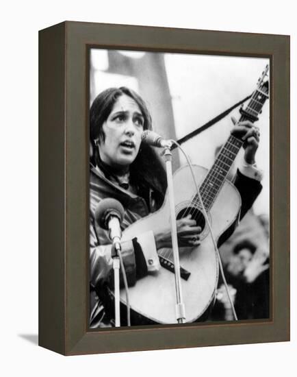 Protest Folk Singer Joan Baez Performing in 1965-null-Framed Stretched Canvas