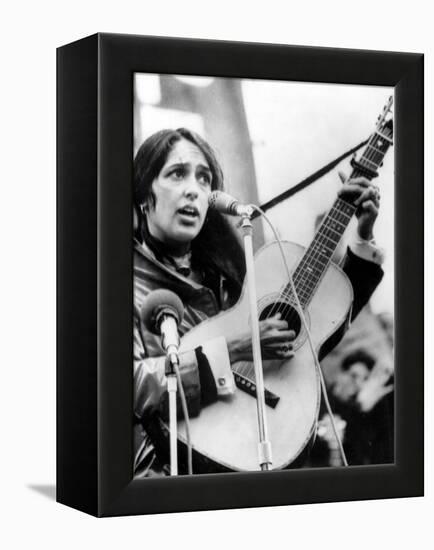 Protest Folk Singer Joan Baez Performing in 1965-null-Framed Stretched Canvas