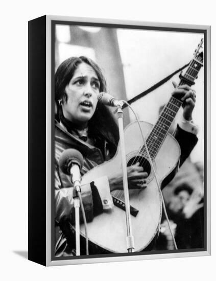 Protest Folk Singer Joan Baez Performing in 1965-null-Framed Stretched Canvas