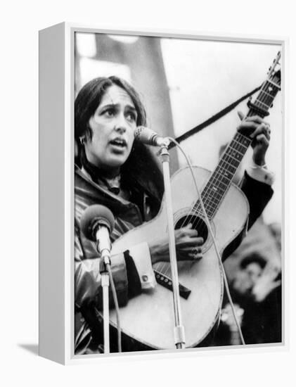 Protest Folk Singer Joan Baez Performing in 1965-null-Framed Stretched Canvas