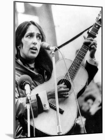 Protest Folk Singer Joan Baez Performing in 1965-null-Mounted Photo