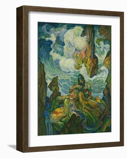 Proteus, the Old Man of the Sea, 1929 (Litho)-Newell Convers Wyeth-Framed Giclee Print