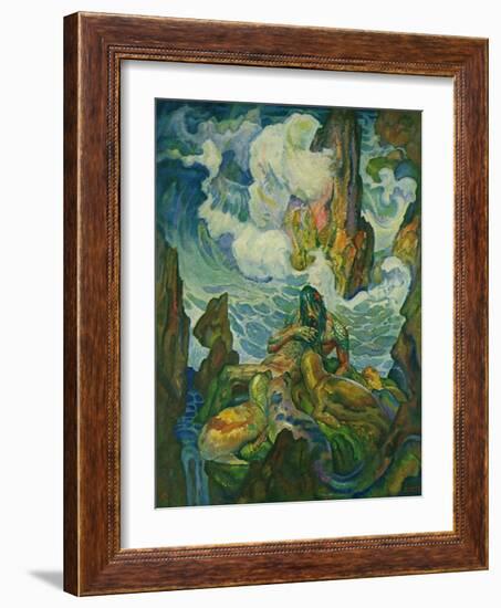 Proteus, the Old Man of the Sea, 1929 (Litho)-Newell Convers Wyeth-Framed Giclee Print