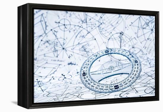 Protractor on the Background of Mathematical Formulas and Algorithms-Andrey Armyagov-Framed Premier Image Canvas