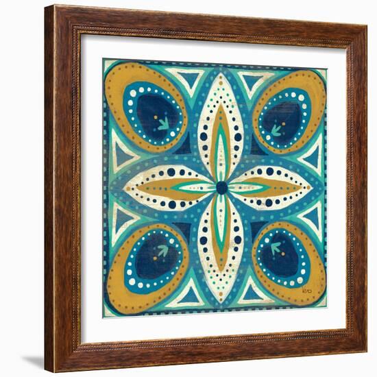 Proud as a Peacock Tile II-Veronique Charron-Framed Art Print