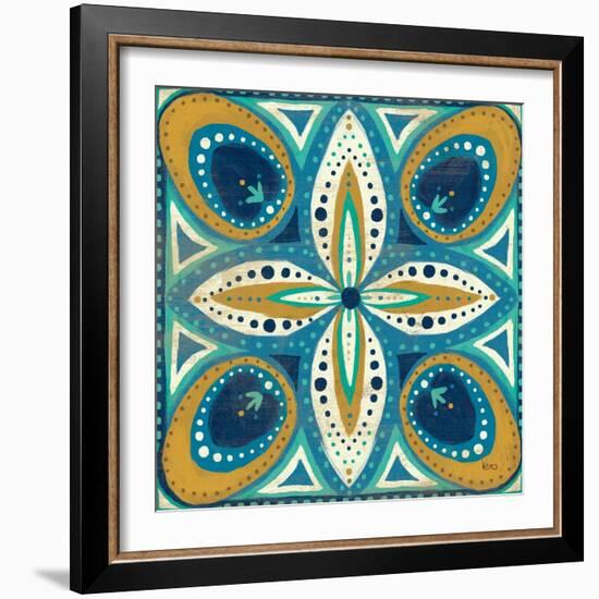 Proud as a Peacock Tile II-Veronique Charron-Framed Art Print