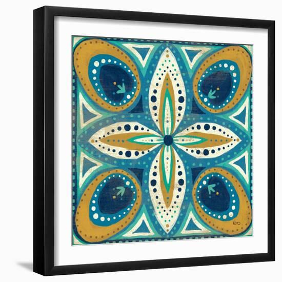 Proud as a Peacock Tile II-Veronique Charron-Framed Art Print