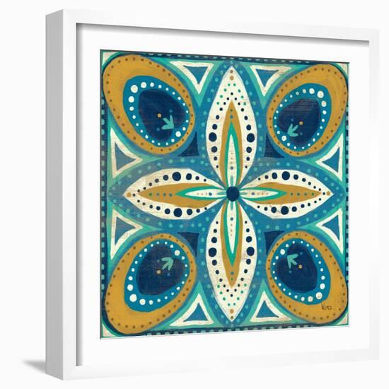 Proud as a Peacock Tile II-Veronique Charron-Framed Art Print