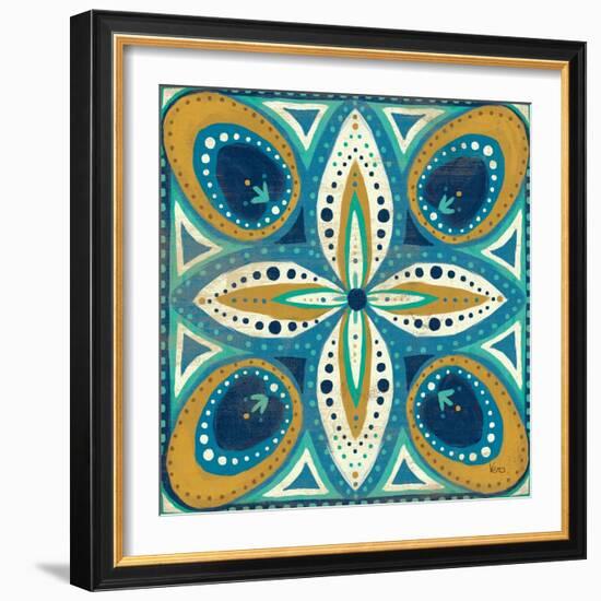 Proud as a Peacock Tile II-Veronique Charron-Framed Art Print