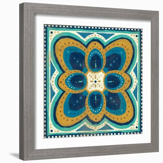 Proud as a Peacock Tile III-Veronique Charron-Framed Art Print