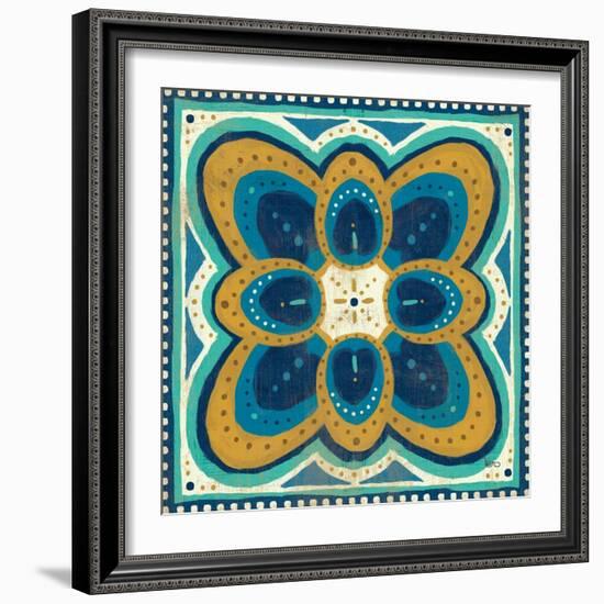 Proud as a Peacock Tile III-Veronique Charron-Framed Art Print