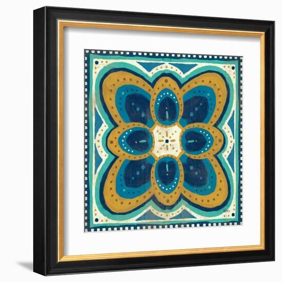 Proud as a Peacock Tile III-Veronique Charron-Framed Art Print