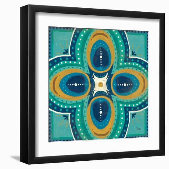 Proud as a Peacock Tile IV-Veronique Charron-Framed Art Print