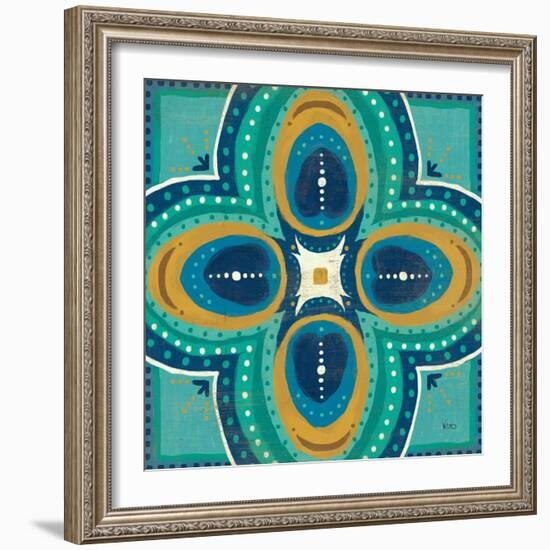 Proud as a Peacock Tile IV-Veronique Charron-Framed Art Print