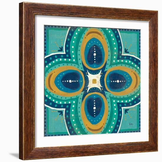 Proud as a Peacock Tile IV-Veronique Charron-Framed Art Print