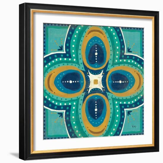 Proud as a Peacock Tile IV-Veronique Charron-Framed Art Print