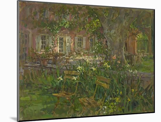 Provence Terrace with Iris-Susan Ryder-Mounted Giclee Print