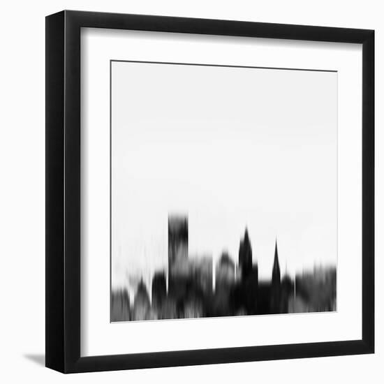 Providence City Skyline - Black-NaxArt-Framed Art Print