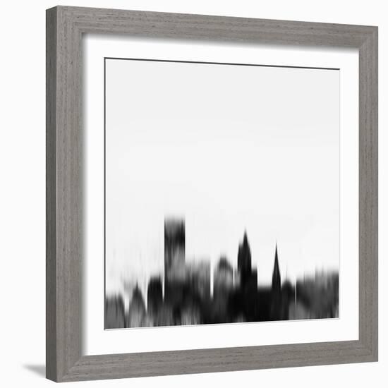 Providence City Skyline - Black-NaxArt-Framed Art Print