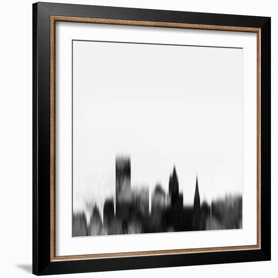 Providence City Skyline - Black-NaxArt-Framed Art Print