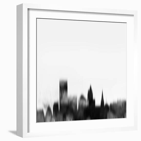 Providence City Skyline - Black-NaxArt-Framed Art Print