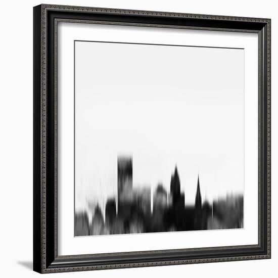 Providence City Skyline - Black-NaxArt-Framed Art Print