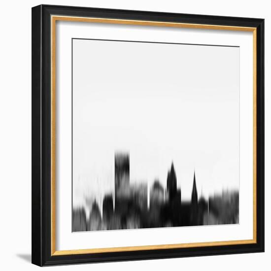 Providence City Skyline - Black-NaxArt-Framed Art Print