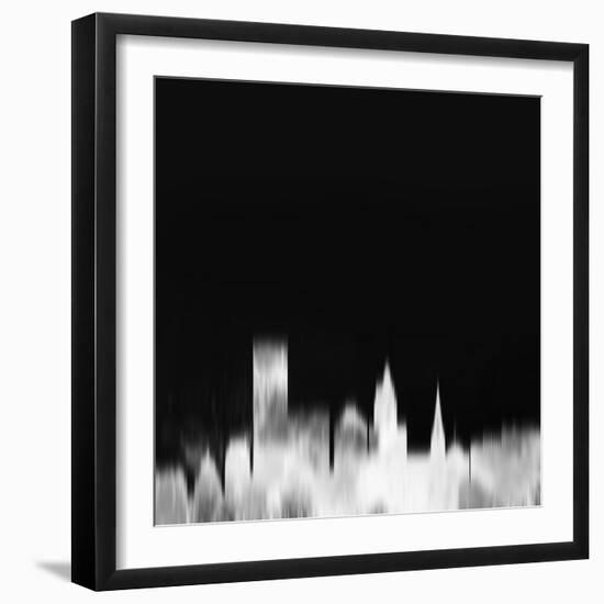 Providence City Skyline - White-NaxArt-Framed Art Print