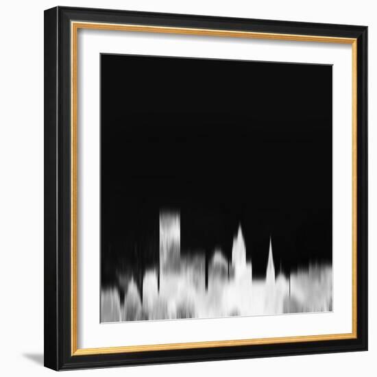 Providence City Skyline - White-NaxArt-Framed Art Print