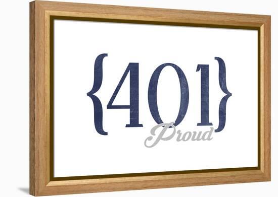 Providence, Rhode Island - 401 Area Code (Blue)-Lantern Press-Framed Stretched Canvas