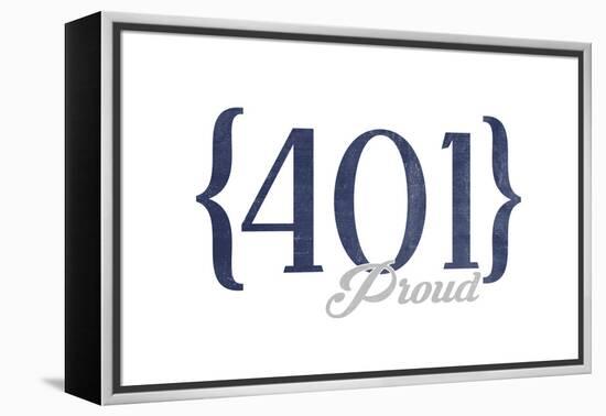 Providence, Rhode Island - 401 Area Code (Blue)-Lantern Press-Framed Stretched Canvas