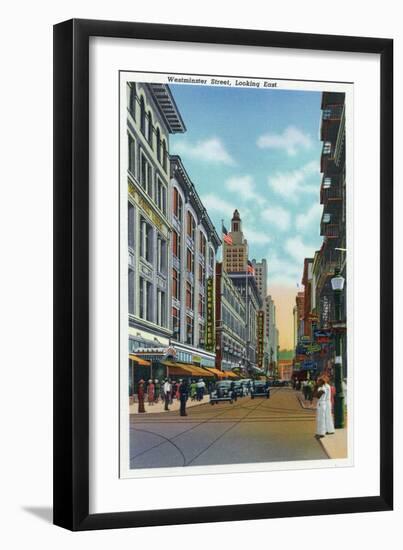 Providence, Rhode Island - Eastern View Down Westminster Street, c.1940-Lantern Press-Framed Art Print