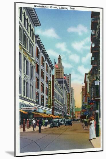 Providence, Rhode Island - Eastern View Down Westminster Street, c.1940-Lantern Press-Mounted Art Print