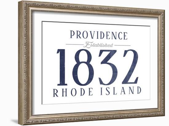 Providence, Rhode Island - Established Date (Blue)-Lantern Press-Framed Art Print