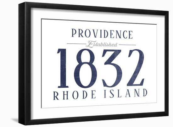 Providence, Rhode Island - Established Date (Blue)-Lantern Press-Framed Art Print