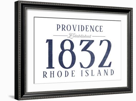 Providence, Rhode Island - Established Date (Blue)-Lantern Press-Framed Art Print