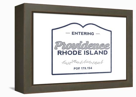 Providence, Rhode Island - Now Entering (Blue)-Lantern Press-Framed Stretched Canvas