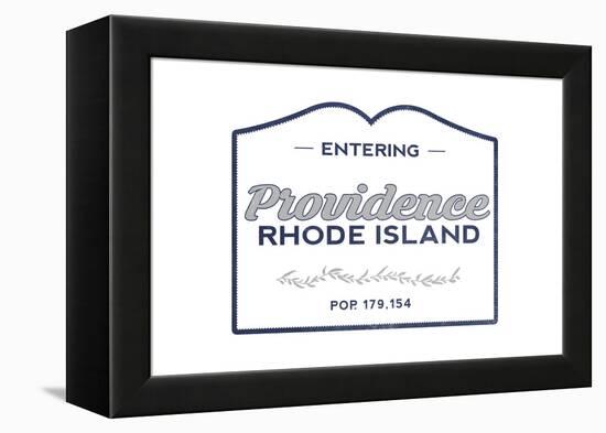 Providence, Rhode Island - Now Entering (Blue)-Lantern Press-Framed Stretched Canvas