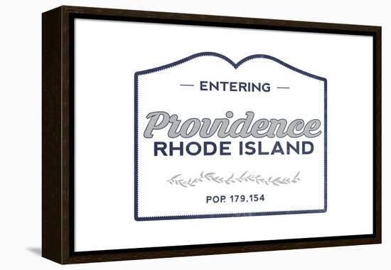 Providence, Rhode Island - Now Entering (Blue)-Lantern Press-Framed Stretched Canvas