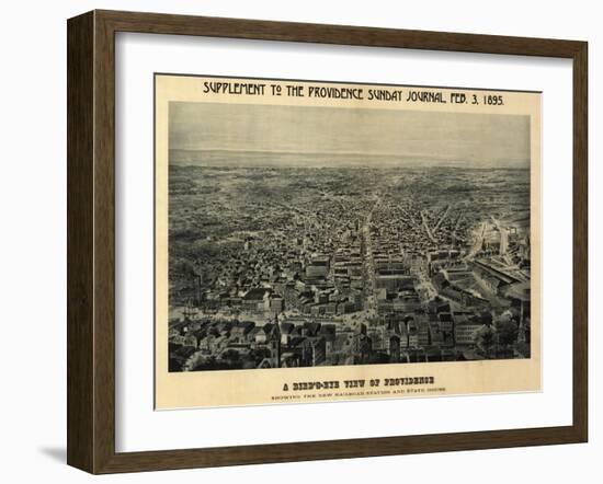 Providence, Rhode Island - Panoramic Map-Lantern Press-Framed Art Print