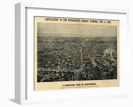 Providence, Rhode Island - Panoramic Map-Lantern Press-Framed Art Print