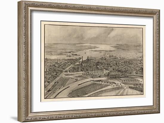 Providence, Rhode Island - Panoramic Map-Lantern Press-Framed Art Print