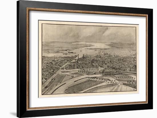 Providence, Rhode Island - Panoramic Map-Lantern Press-Framed Art Print