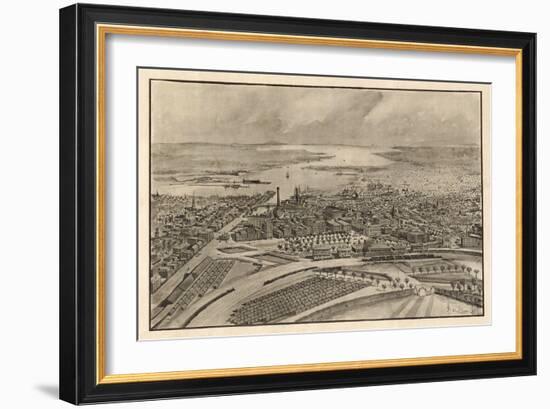 Providence, Rhode Island - Panoramic Map-Lantern Press-Framed Art Print