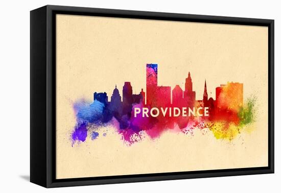 Providence, Rhode Island - Skyline Abstract-Lantern Press-Framed Stretched Canvas