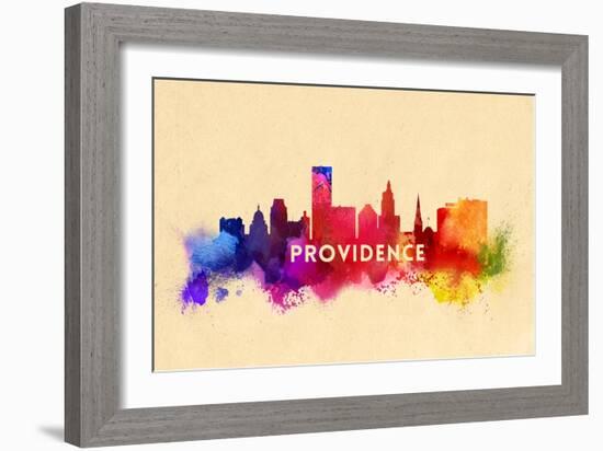 Providence, Rhode Island - Skyline Abstract-Lantern Press-Framed Art Print