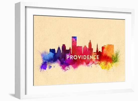 Providence, Rhode Island - Skyline Abstract-Lantern Press-Framed Art Print