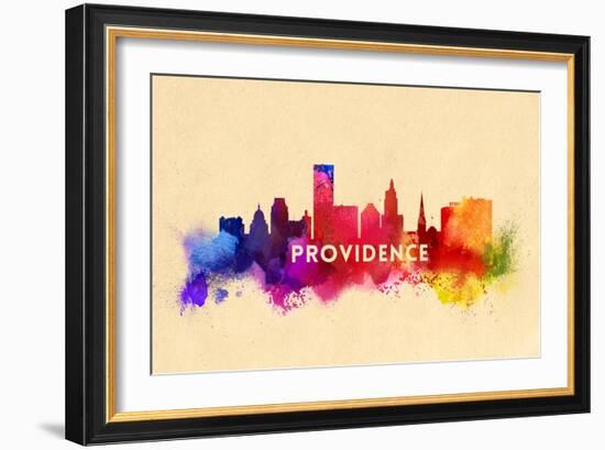 Providence, Rhode Island - Skyline Abstract-Lantern Press-Framed Art Print